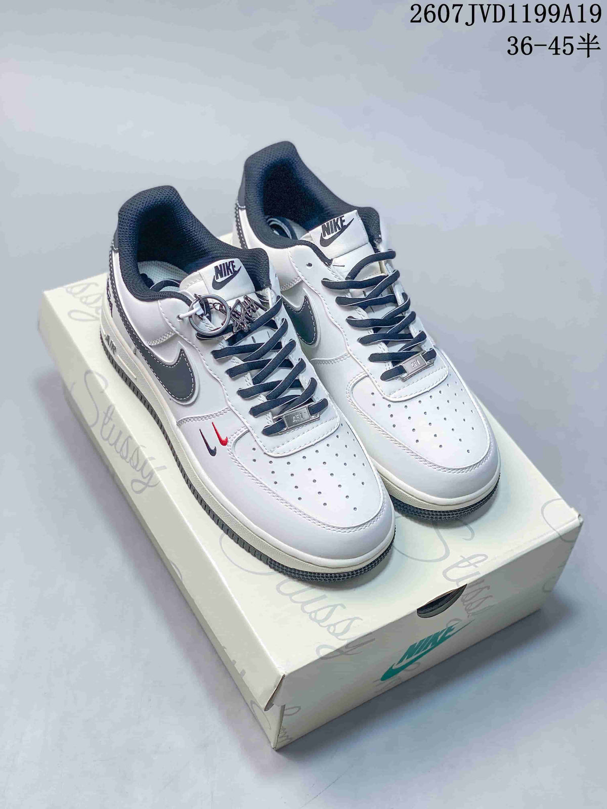 Nike Air Force 1 Low in White Black 2607JVD1199A19 - product image from the listing.