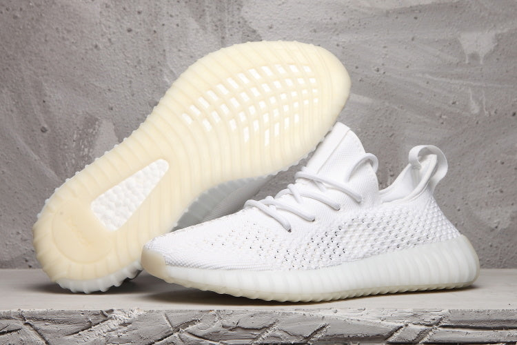 Yeezy 350 V2 Low-Top Sneakers in White Knit - product image from the listing.