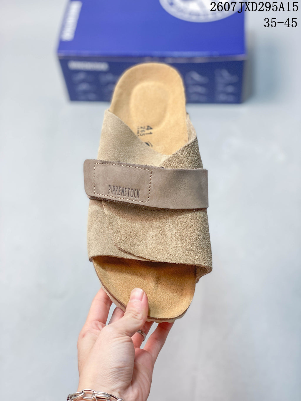 Boston Suede Sandals Taupe Style 2607JXD295A15 by Birkenstock - product image from the listing.