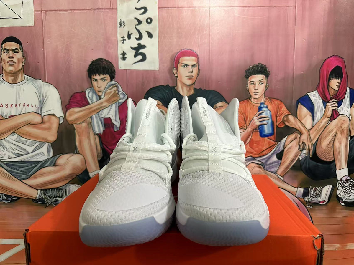 Nike Zoom Basketball Shoes in White and Silver - product image from the listing.