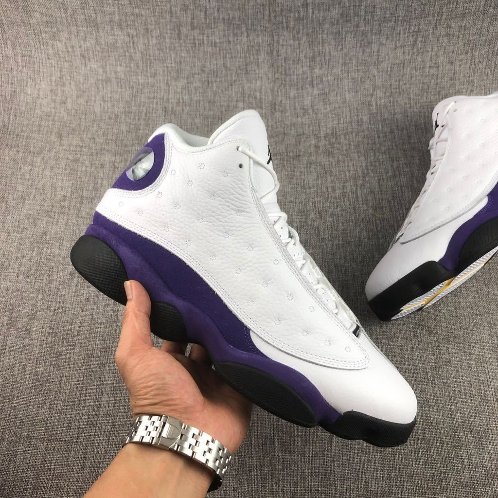 Air Jordan 13 Lakers Sneakers White Purple 414571-105 - product image from the listing.