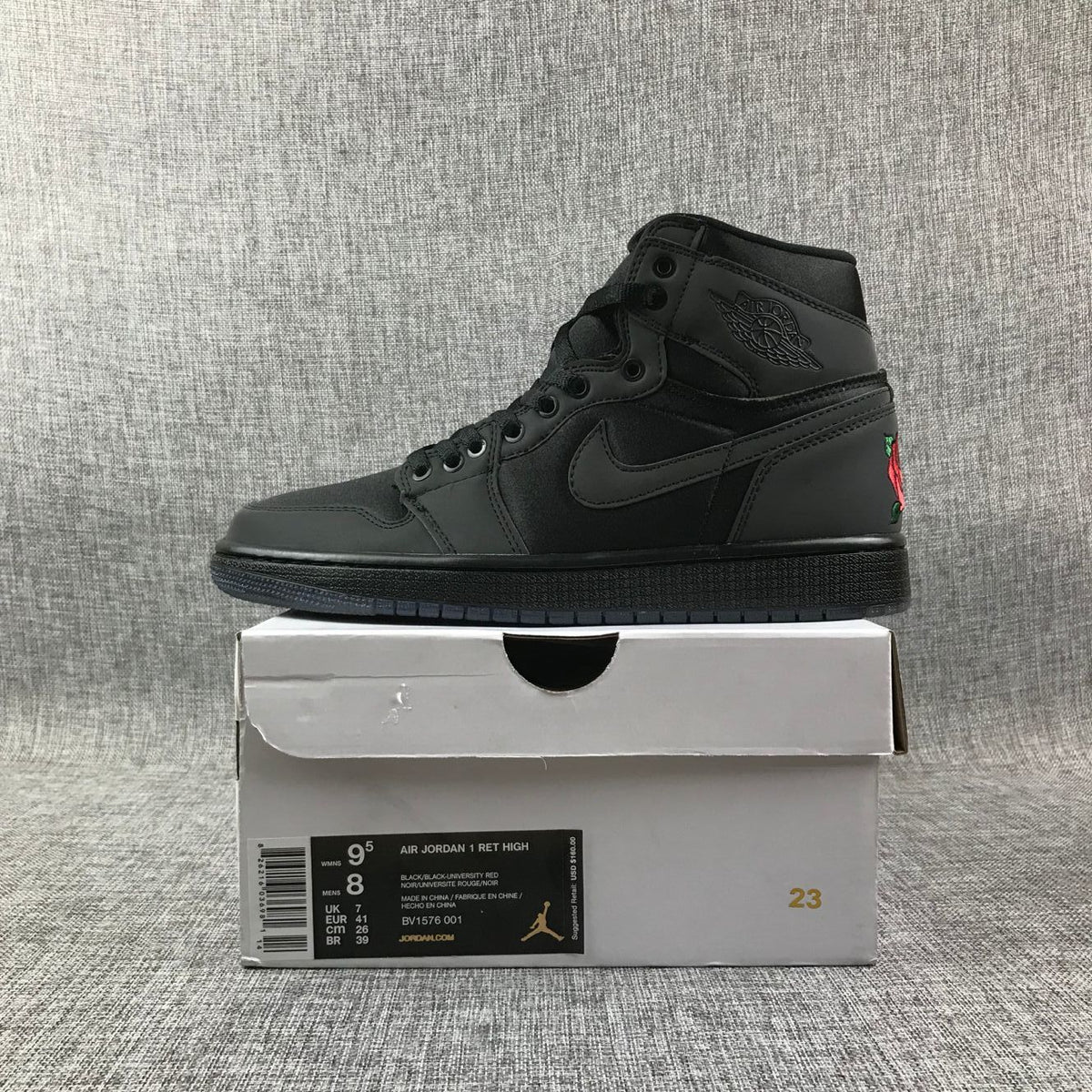 Black Rose Sneakers - Air Jordan 1 Retro High - product image from the listing.