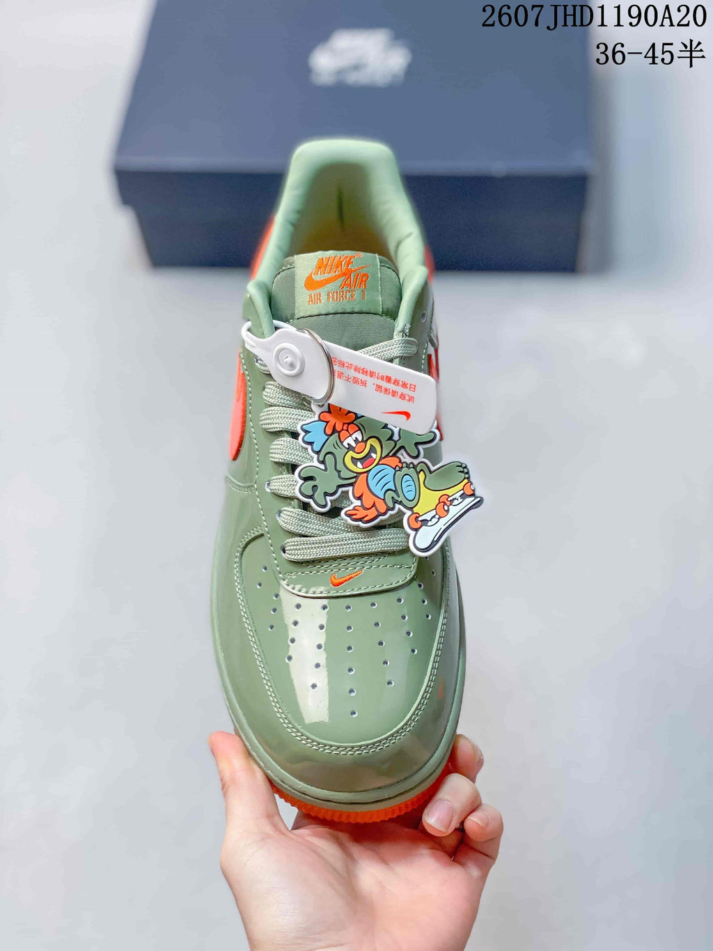 Nike Air Force 1 '07 Low Sneakers in Green Orange - product image from the listing.