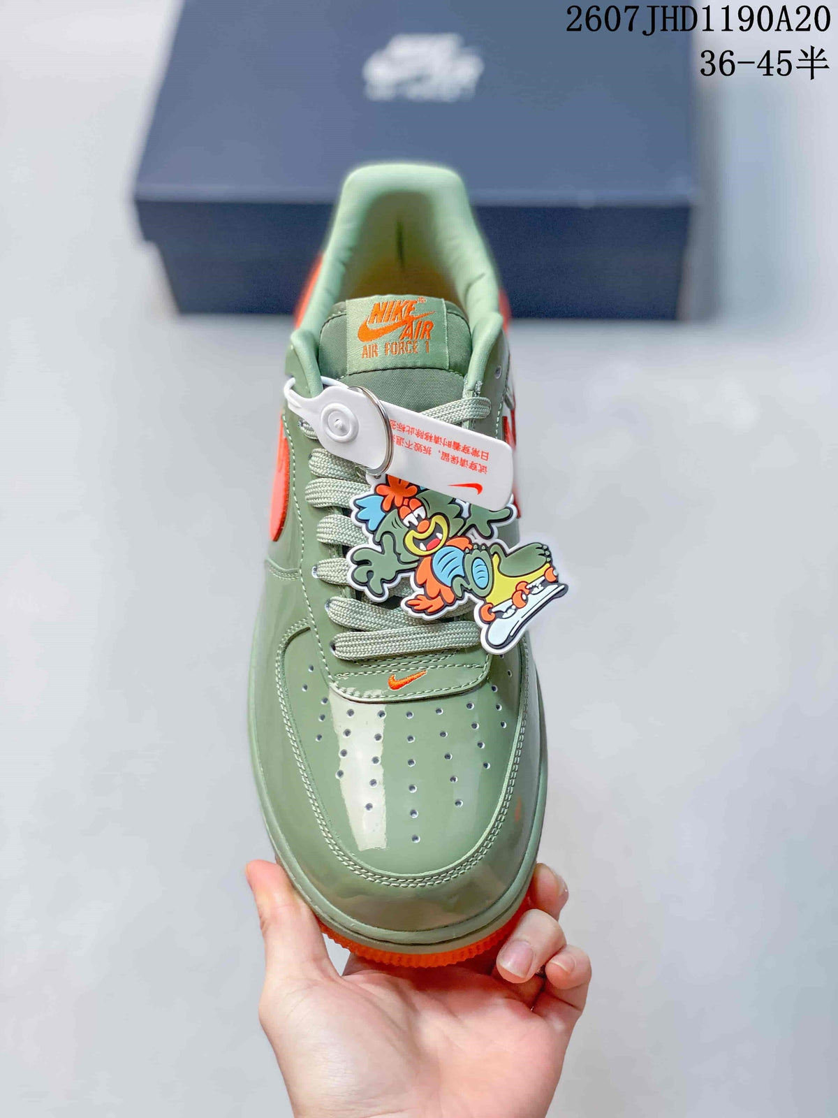 Nike Air Force 1 '07 Low Sneakers in Green Orange - product image from the listing.