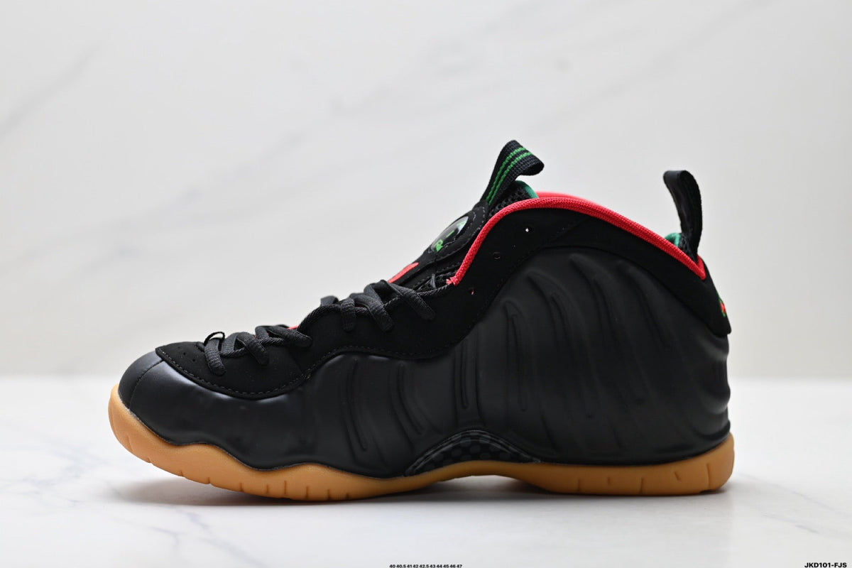 Nike Air Foamposite One Sneakers in Black Red Gum - product image from the listing.