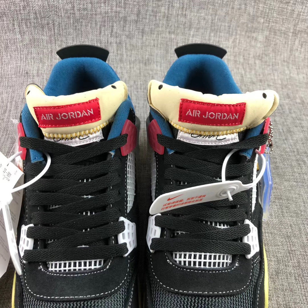 Air Jordan 4 Union LA Off Noir Black Blue Sneakers - product image from the listing.