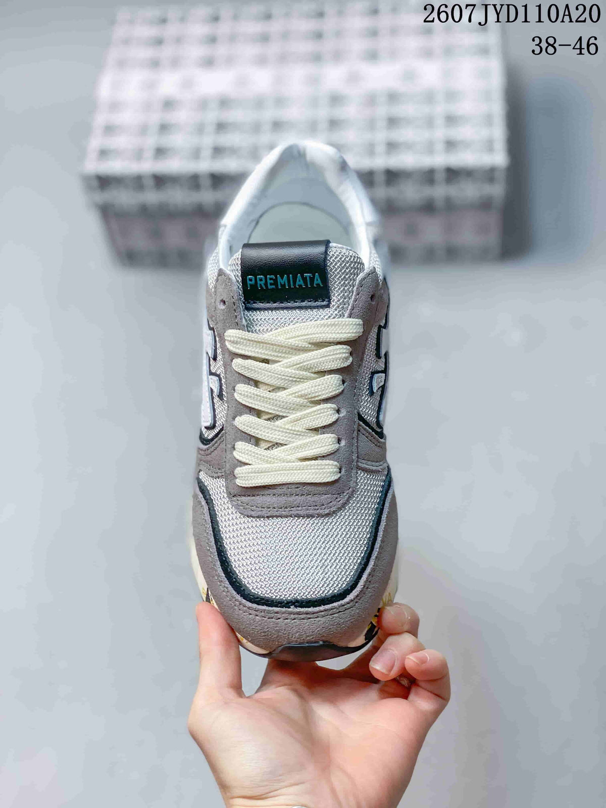 Premiata 2607 JYD110A20 Grey White Retro Trainers - product image from the listing.