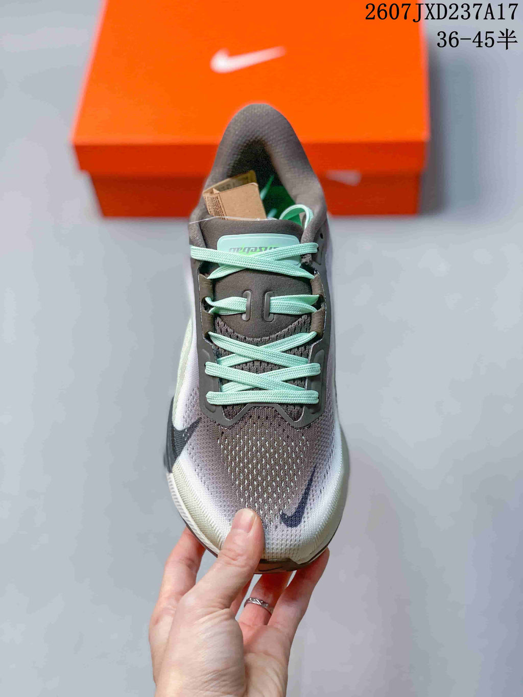 Nike Air Zoom Pegasus 42 Running Shoes in Gray Mint JXD237A17 - product image from the listing.