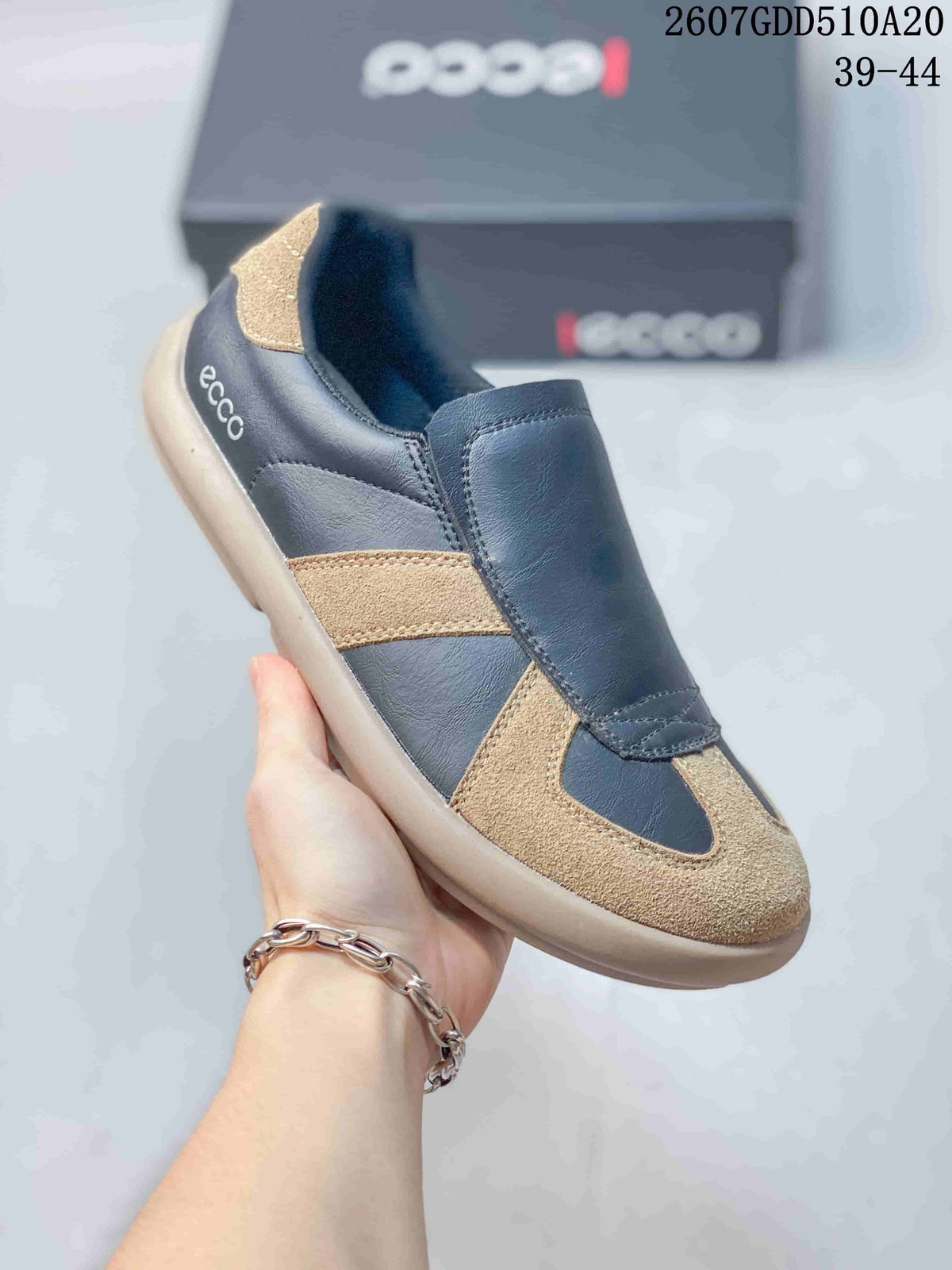 Women's ECCO Sneakers Navy and Tan 2607GDD510A20 - product image from the listing.