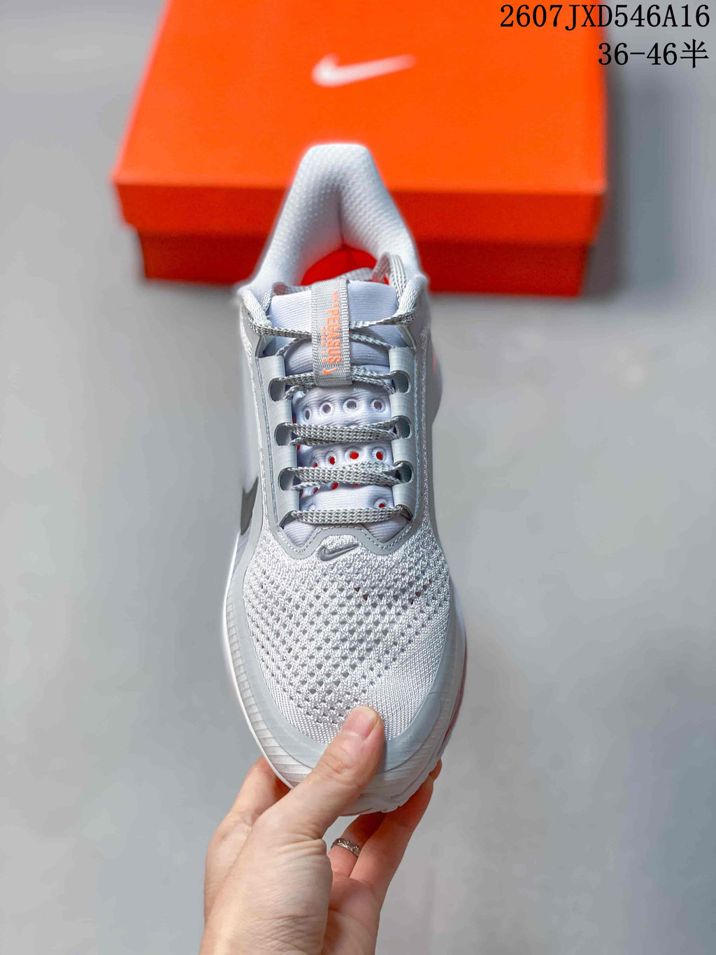 Nike Adult Sneakers in White Gray Orange - product image from the listing.