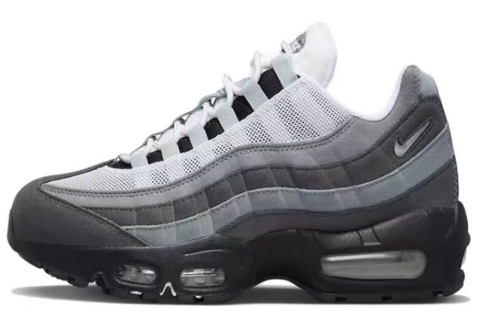 White and Grey Nike Air Max 95 Sneakers - product image from the listing.