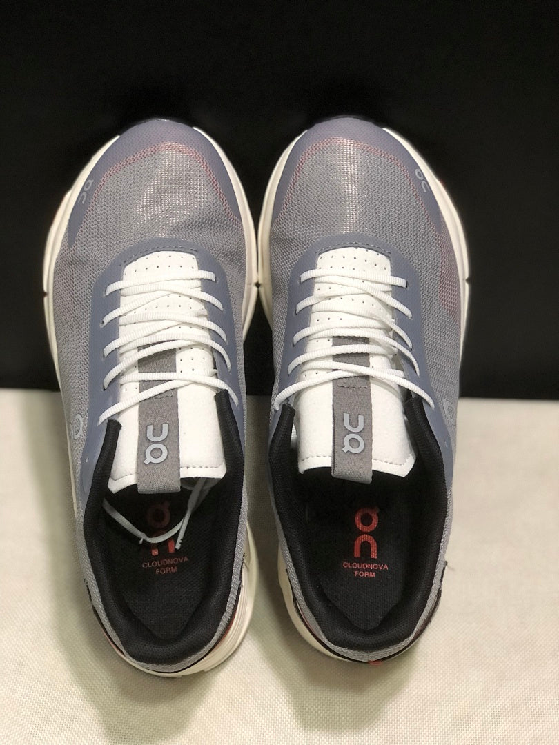 On Cloudnova Form 2 Sneakers in Fog in Gray and Red - product image from the listing.