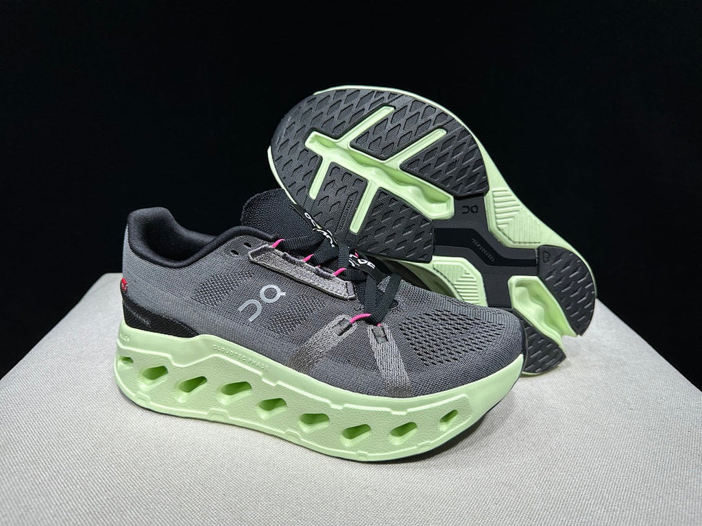 Gray and Lime On Cloud eclipse Running Shoes - product image from the listing.