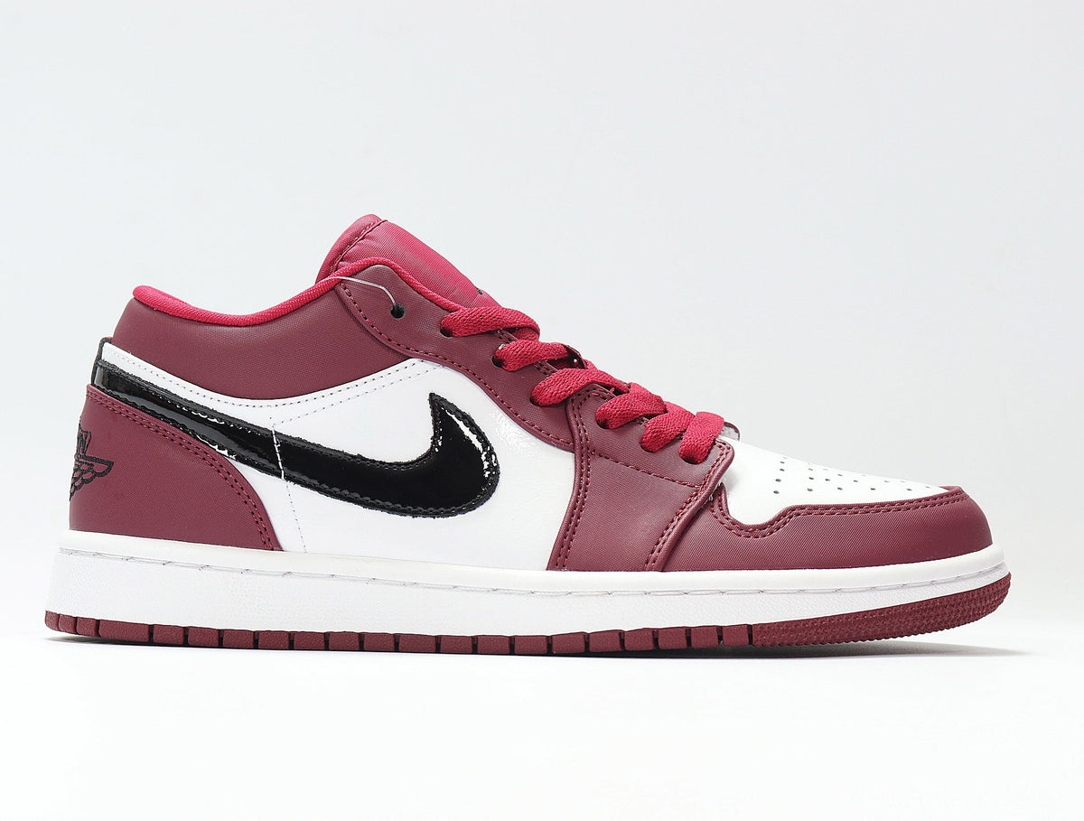 Jordan 1 Low White and Rose Sneakers in Red 553558-604 - product image from the listing.