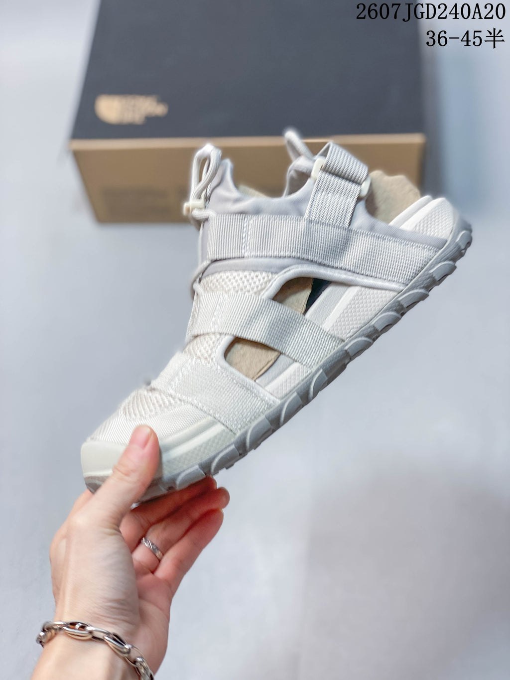 The North Face Cedar Measa Sandals in Light Gray 07JGD240A20 - product image from the listing.