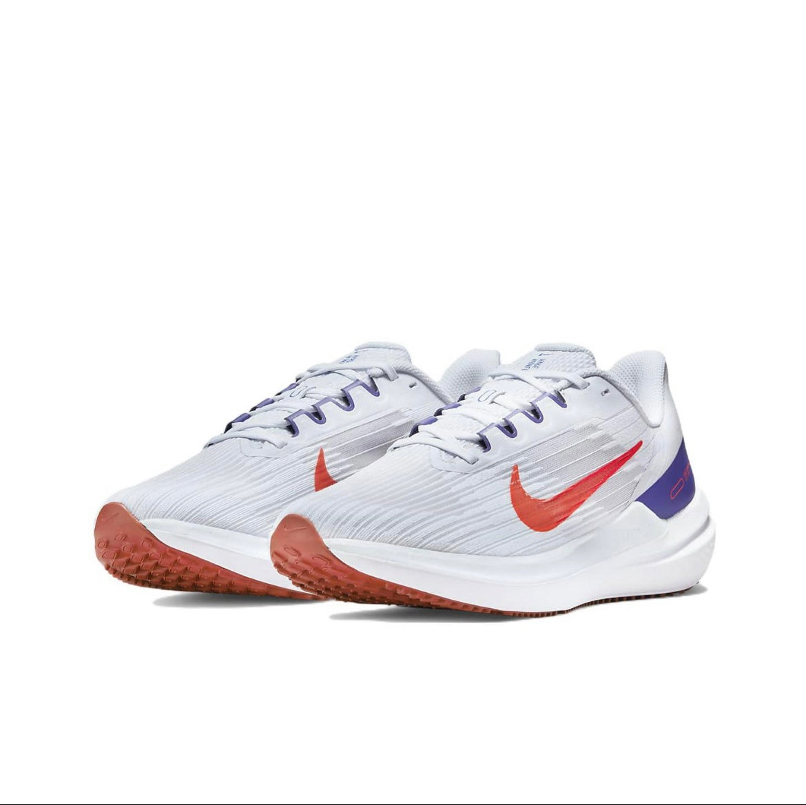 Nike Air Winflo 9 Running Shoes in White Red Blue DD6203-006 - product image from the listing.