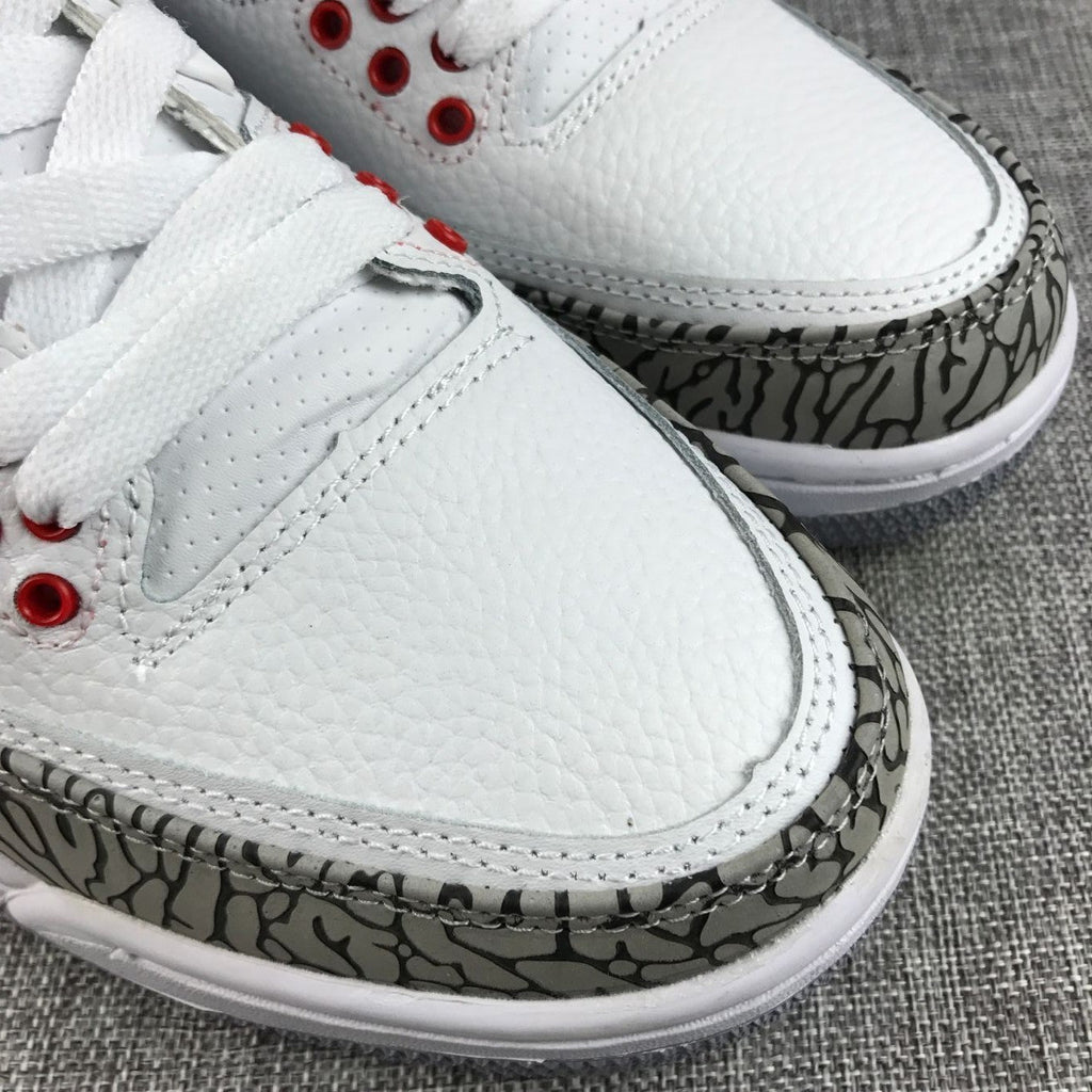 Air Jordan 3 Retro High-Top Sneakers in White Red - product image from the listing.