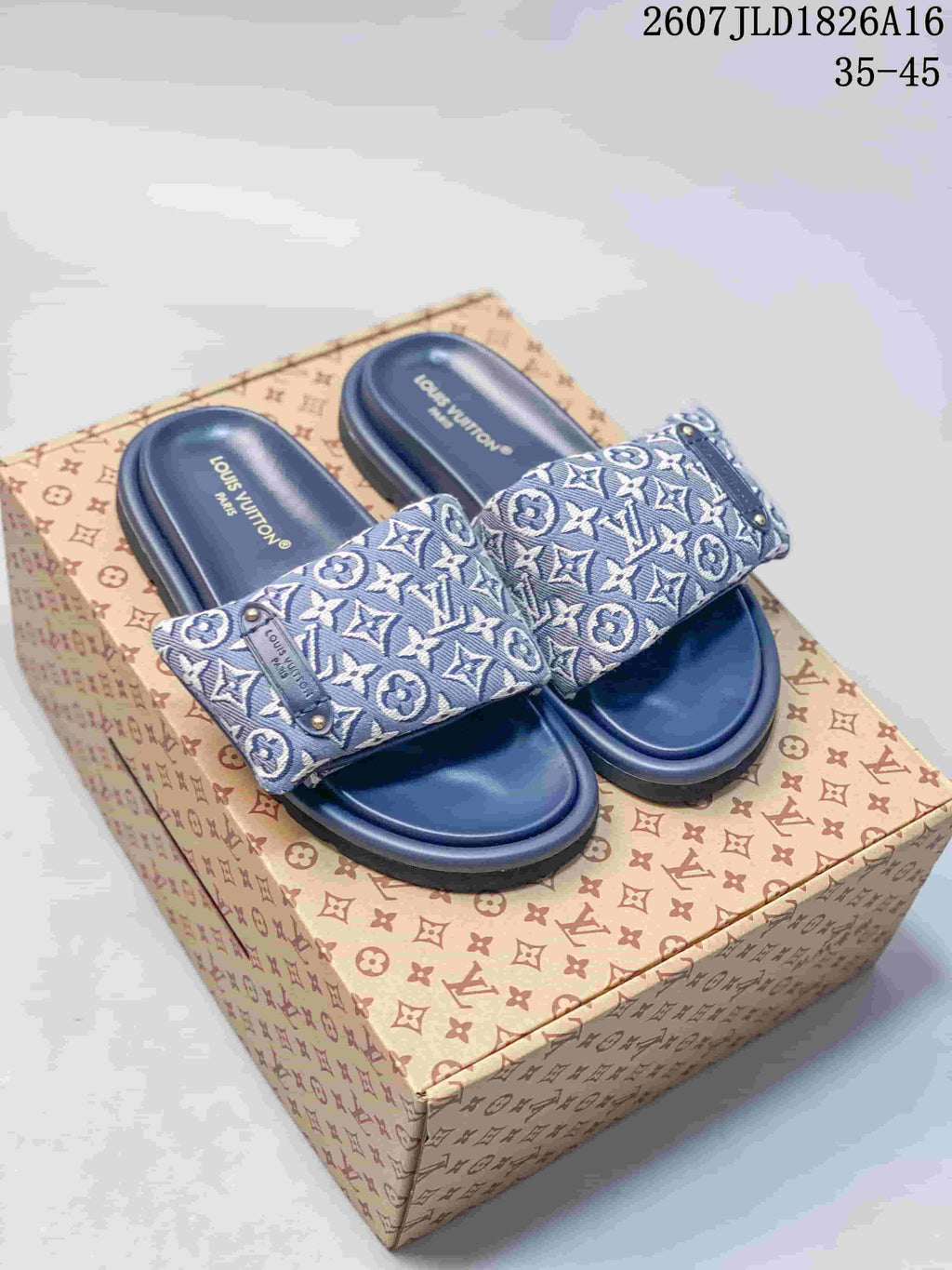 Louis Vuitton Pool Pillow Monogram Slide Sandals in Navy - product image from the listing.