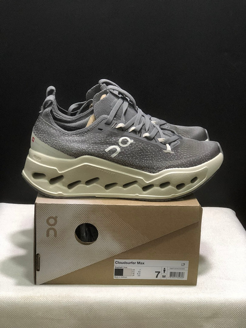 On Cloudsurfer Max Running Shoes, Asphalt in Gray - product image from the listing.