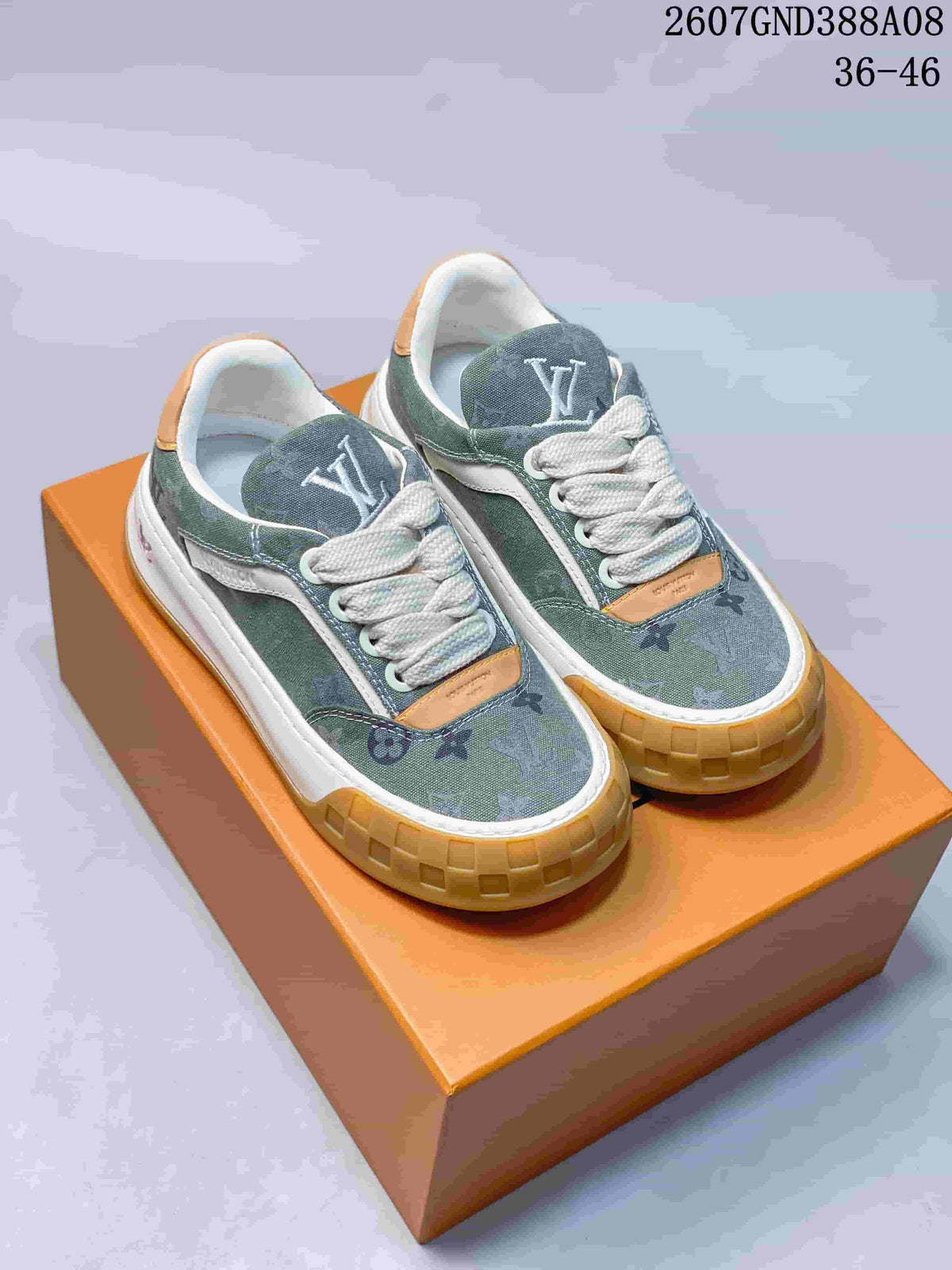Louis Vuitton Tilted Low-Cut Sneakers in Green Monogram - product image from the listing.