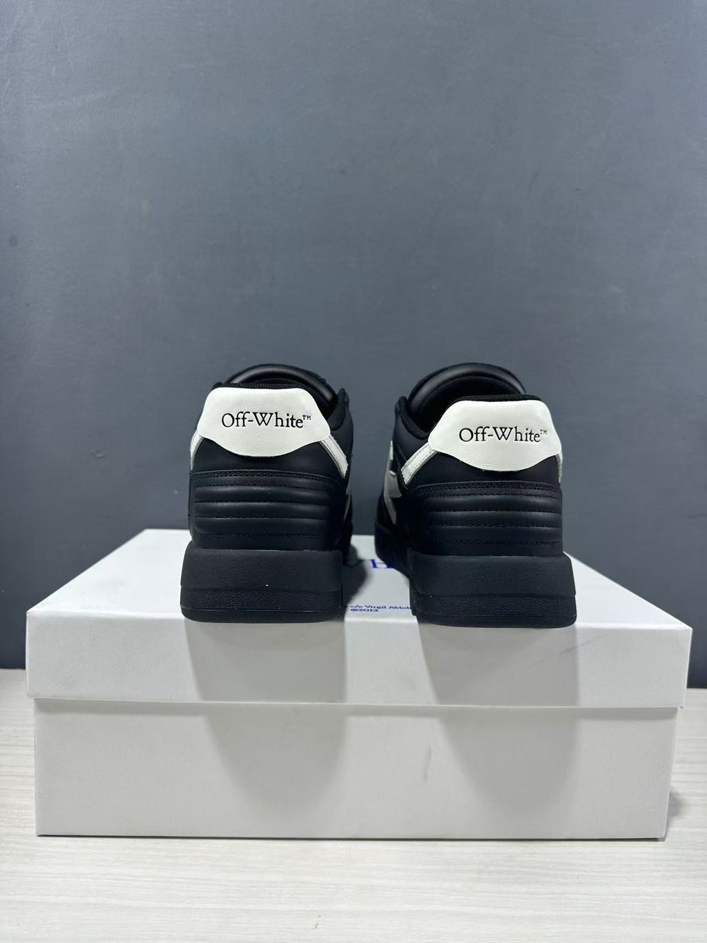 Off-White Out Of Office Low-Top Sneakers in Black White OMAI89C99LEA0191001 - product image from the listing.