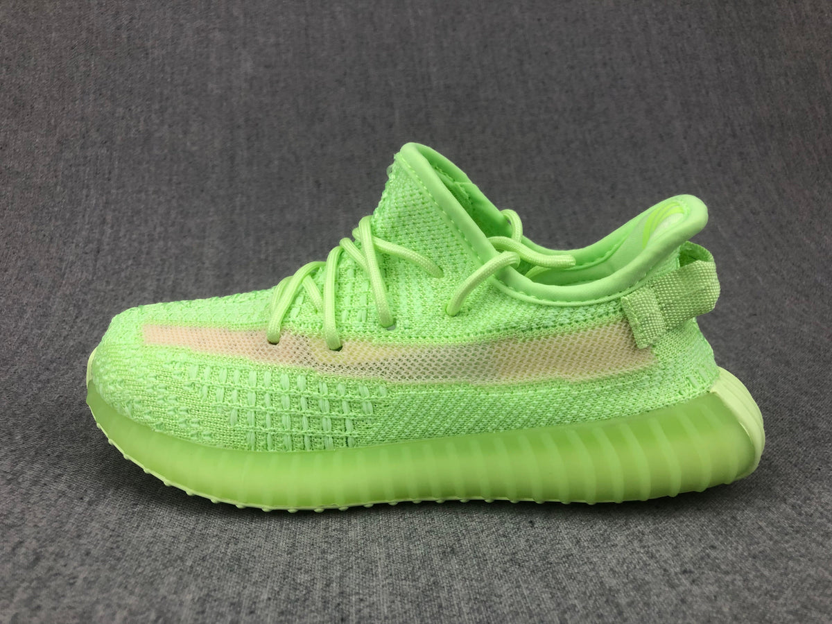 Adidas Yeezy Boost 350 V2 Kids Sneakers in Glow in Green - product image from the listing.