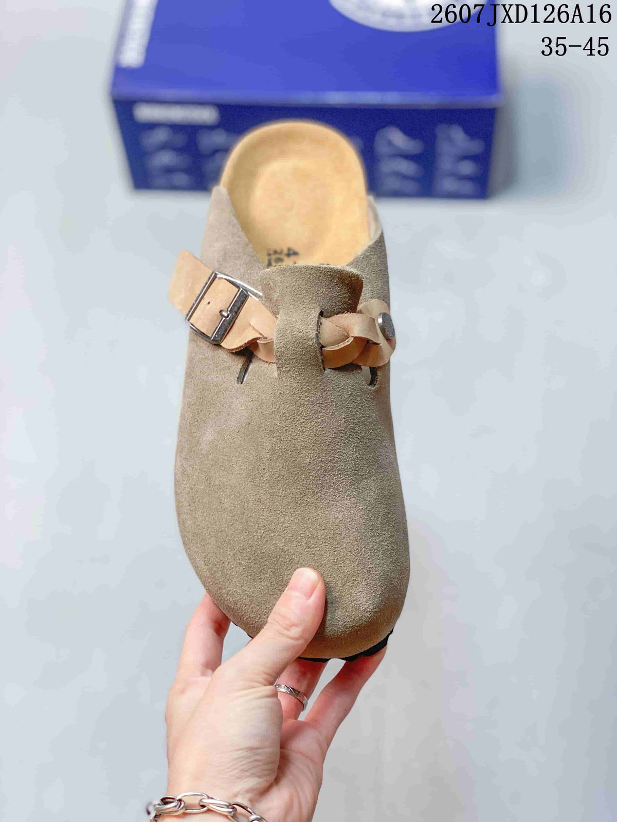 Birkenstock Boston Closed-Toe Mule in Taupe - product image from the listing.