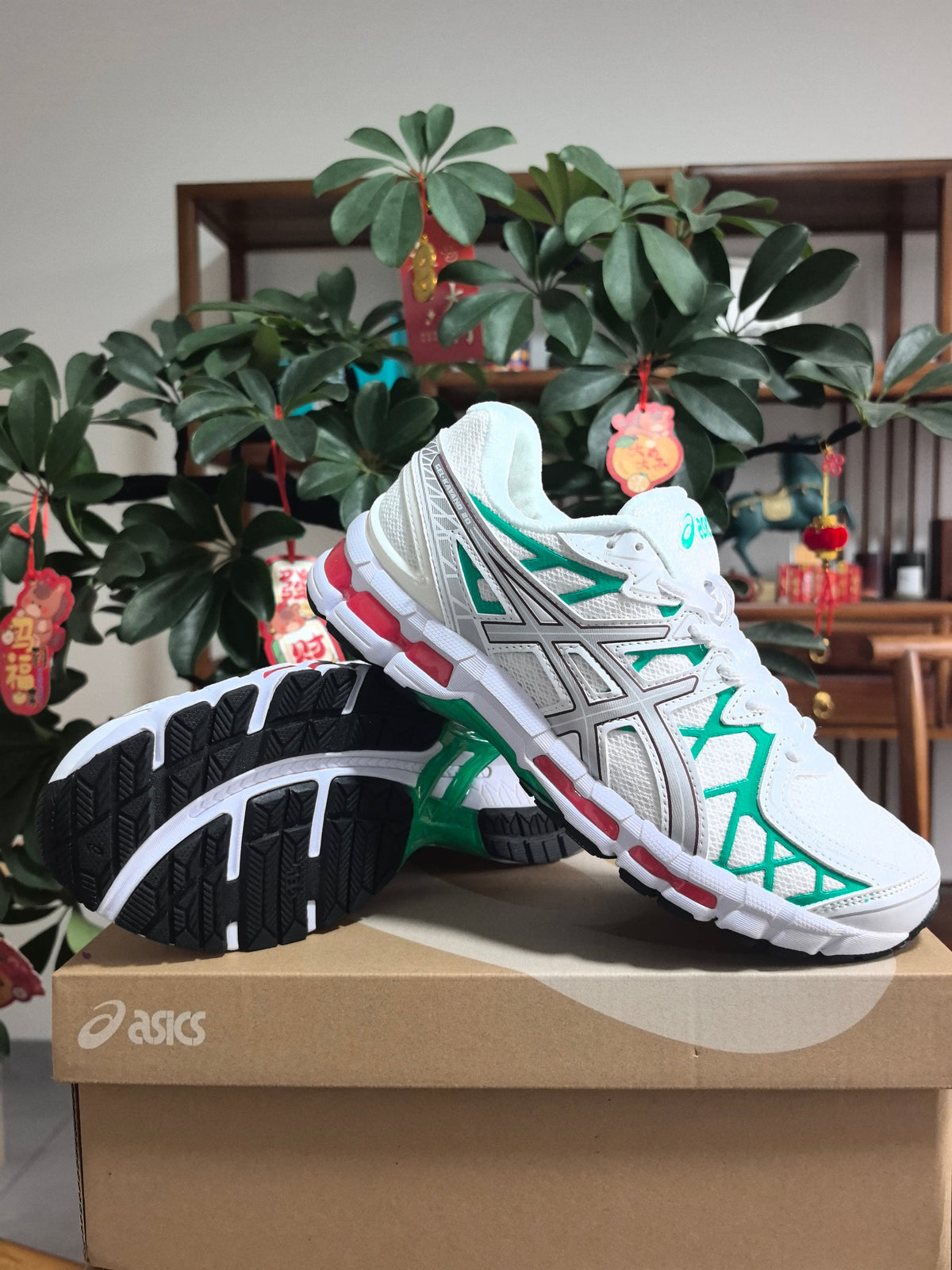 ASICS N12 Running Shoes in White and Green - product image from the listing.