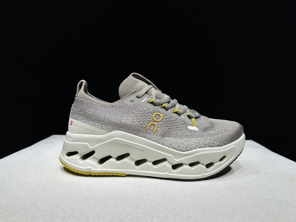 On Cloudsurfer Max Running Sneakers in Gray Beige - product image from the listing.