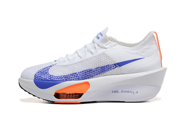 Nike Alphafly 3 Running Shoes in White Blue Orange - product image from the listing.