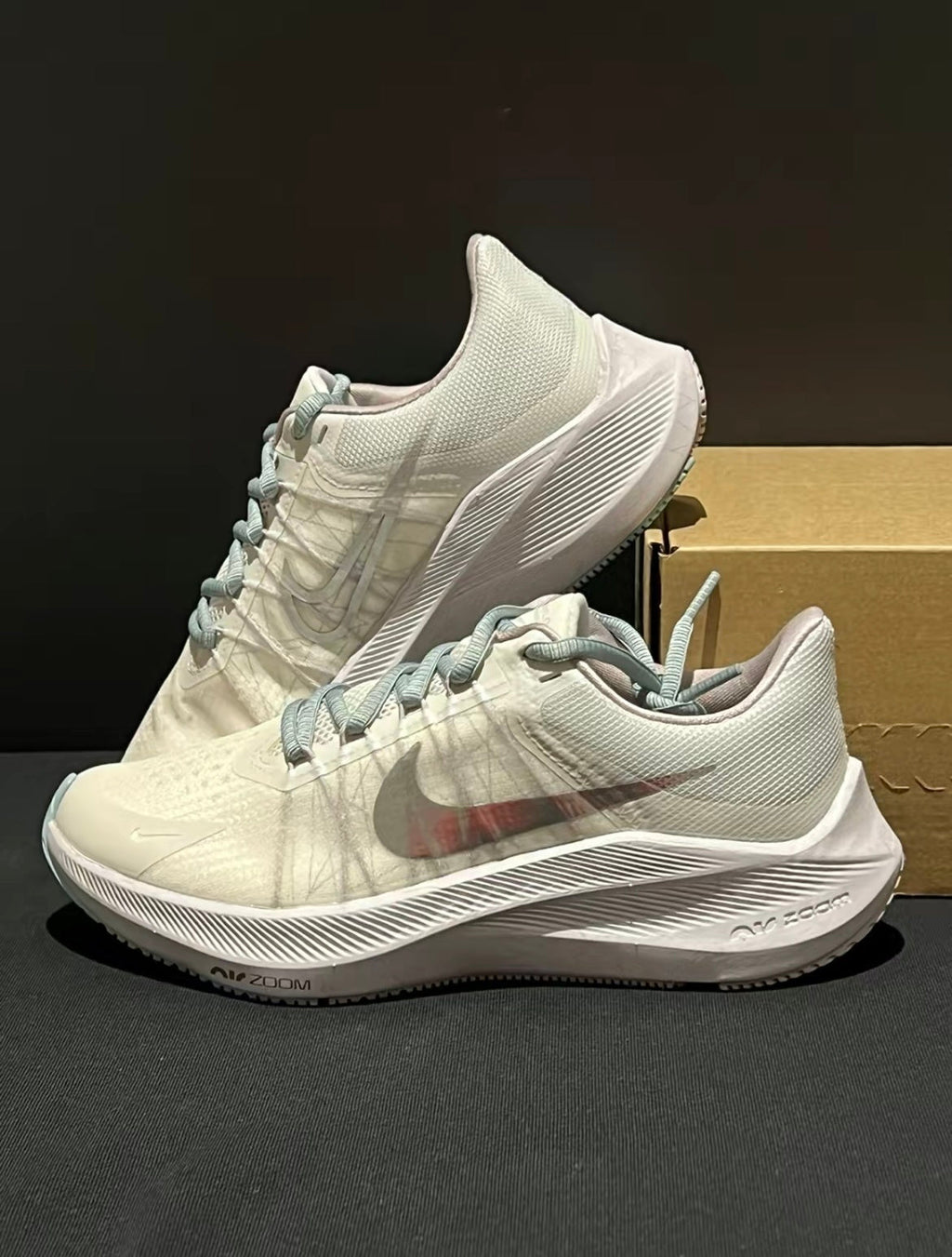 Nike Zoom Winflo 8 Running Shoes in White Silver DA3056-002 - product image from the listing.