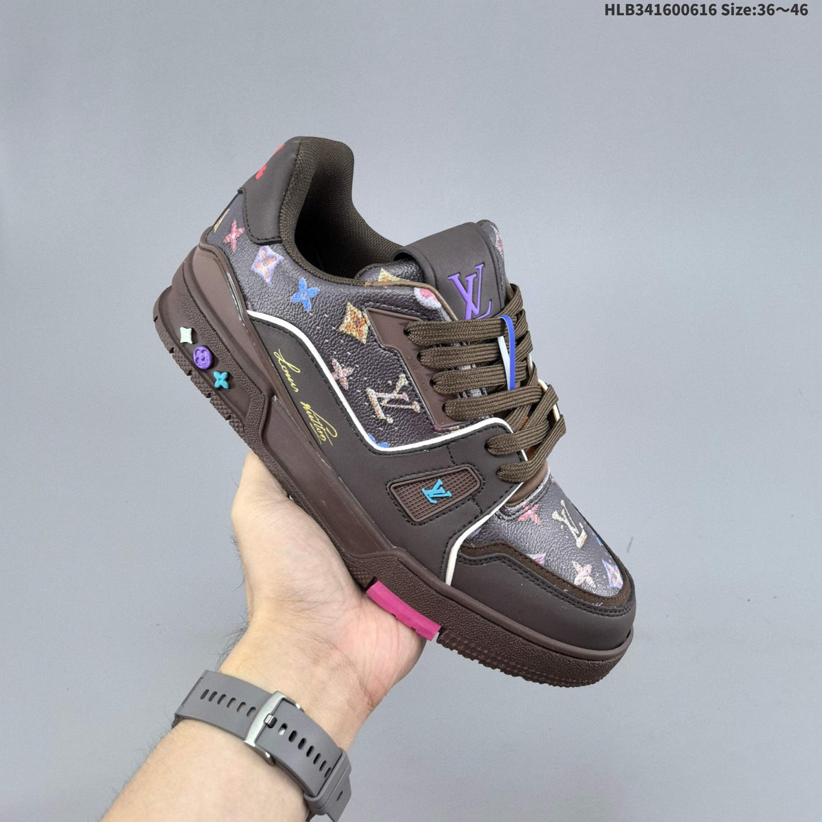 Louis Vuitton Trainer Trainers in Brown Monogram Print - product image from the listing.