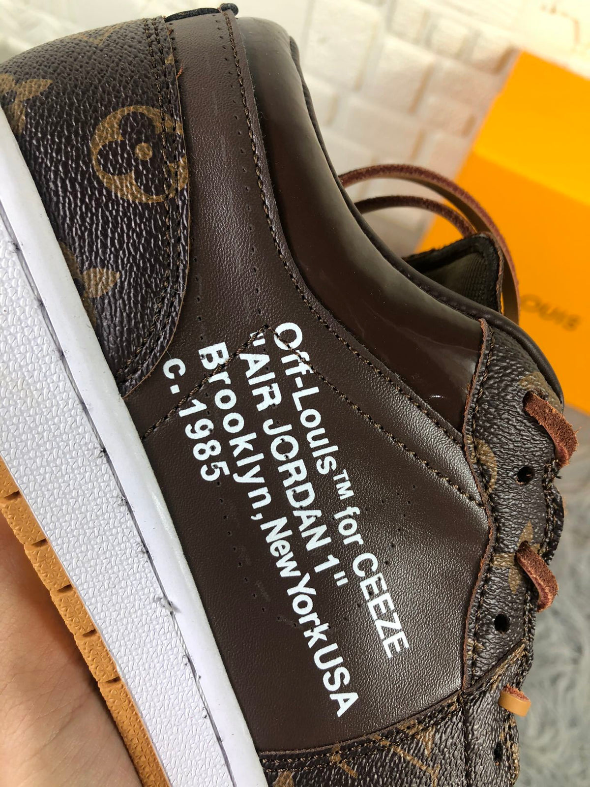Brown Black Sneakers with Monogram Print - Jordan 1 Low - product image from the listing.