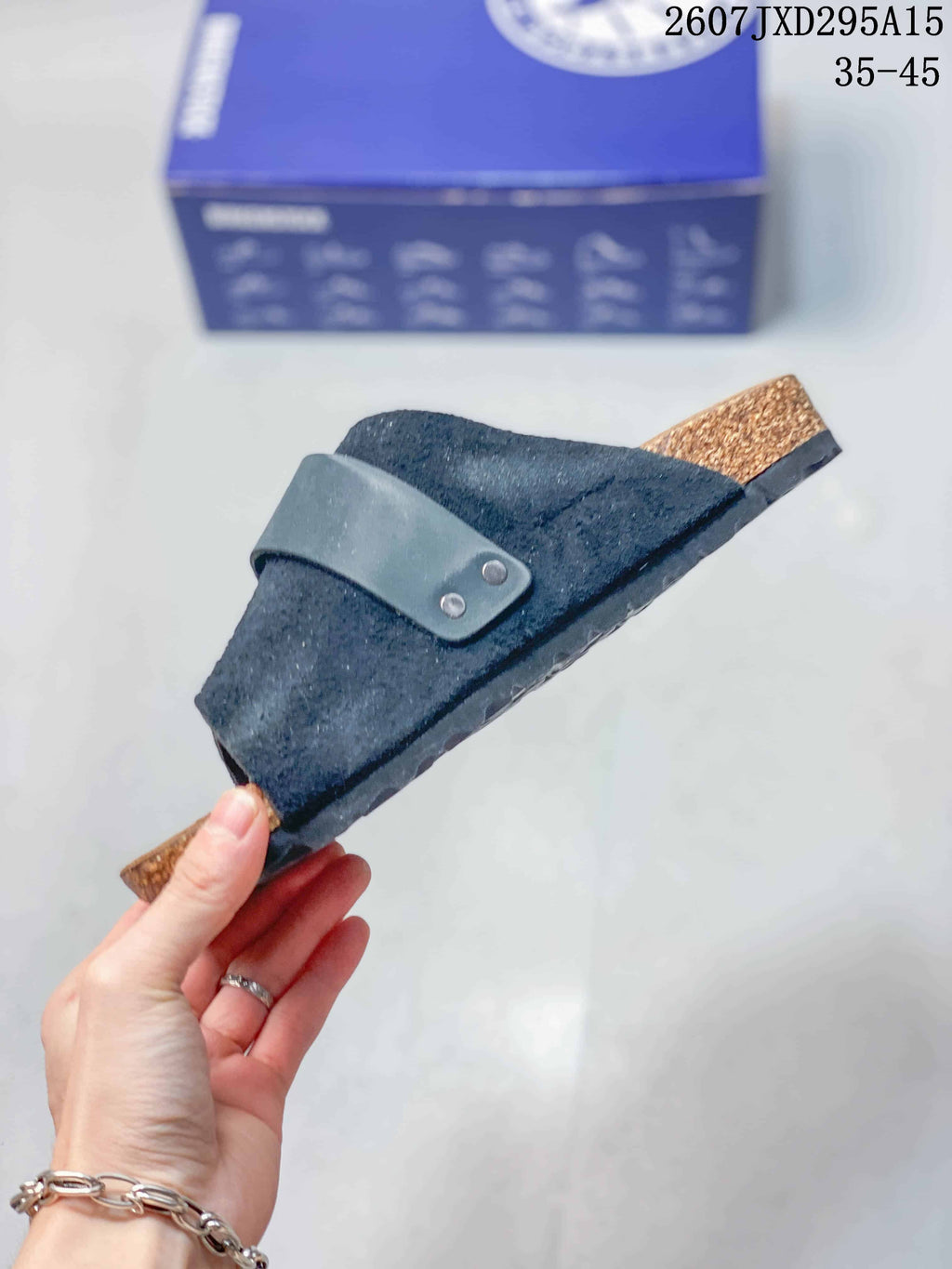 Birkenstock Suede Buckle Sandal in Dark Blue 2607JXD295A15 - product image from the listing.