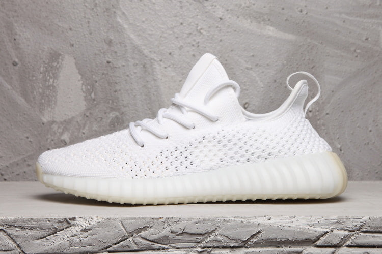 Yeezy 350 V2 Low-Top Sneakers in White Knit - product image from the listing.
