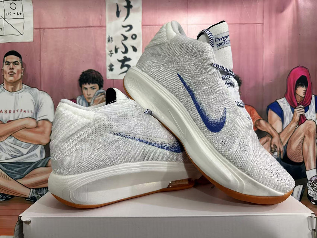 Nike Air Zoom Basketball Shoes in White Blue - product image from the listing.