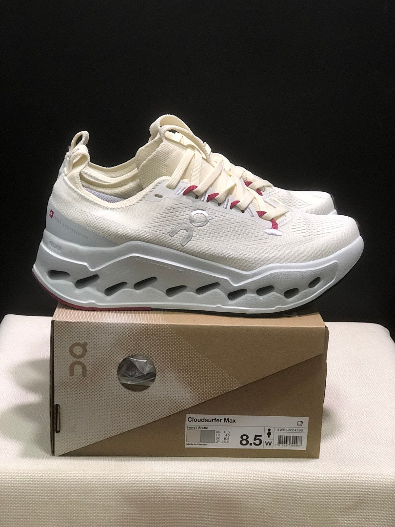 On Cloudsurfer Max Running Shoes in Ivory - product image from the listing.