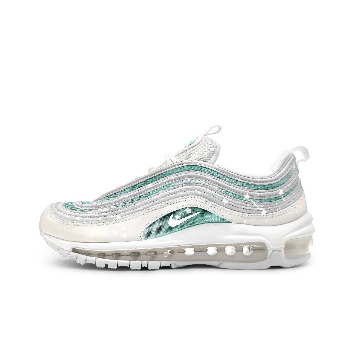 Sneakers, White and Mint Green, - Nike Air Max 97 921826-101 - product image from the listing.