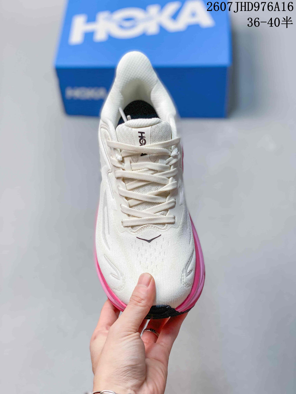 HOKA Clifton 10 Sneakers in White Pink 07JHD976A16 - product image from the listing.