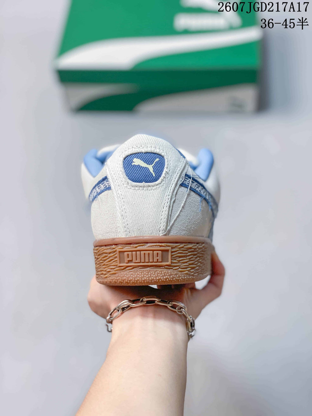 PUMA Suede XL Crush Sneakers in White Blue Gum 2607JGD217A17 - product image from the listing.