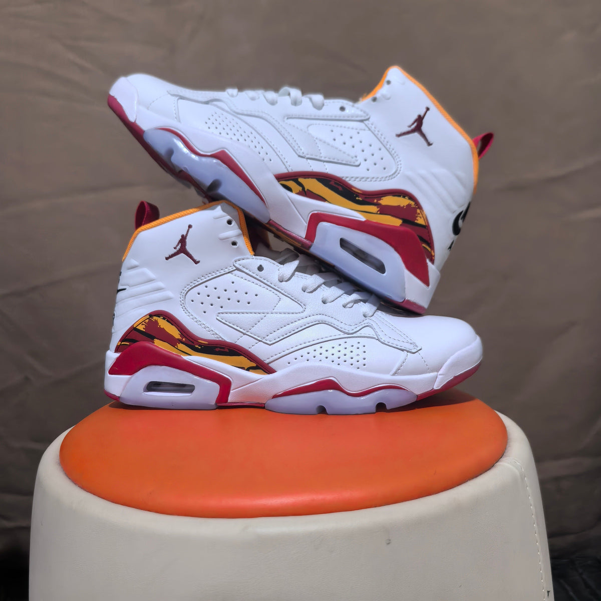 Jordan 6 Retro High-Top Sneakers in White and Red - product image from the listing.
