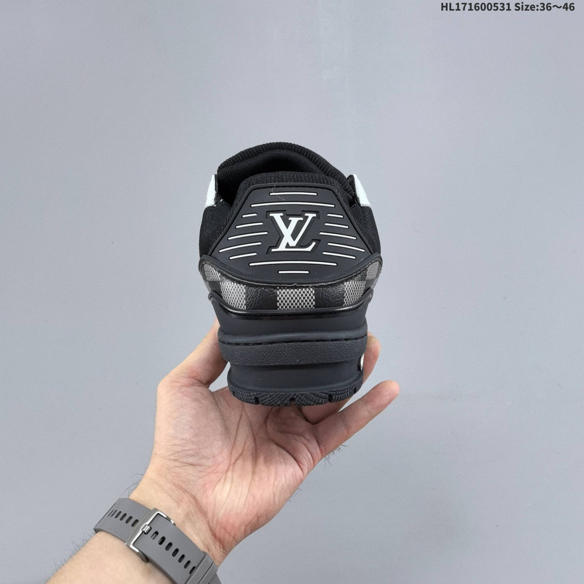 Louis Vuitton Black and Gray Checkerboard Low-Cut Sneakers - product image from the listing.