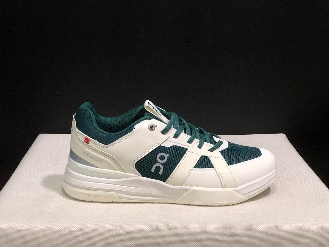 On The Roger Clubhouse Pro Sneakers in White Dark Green - product image from the listing.