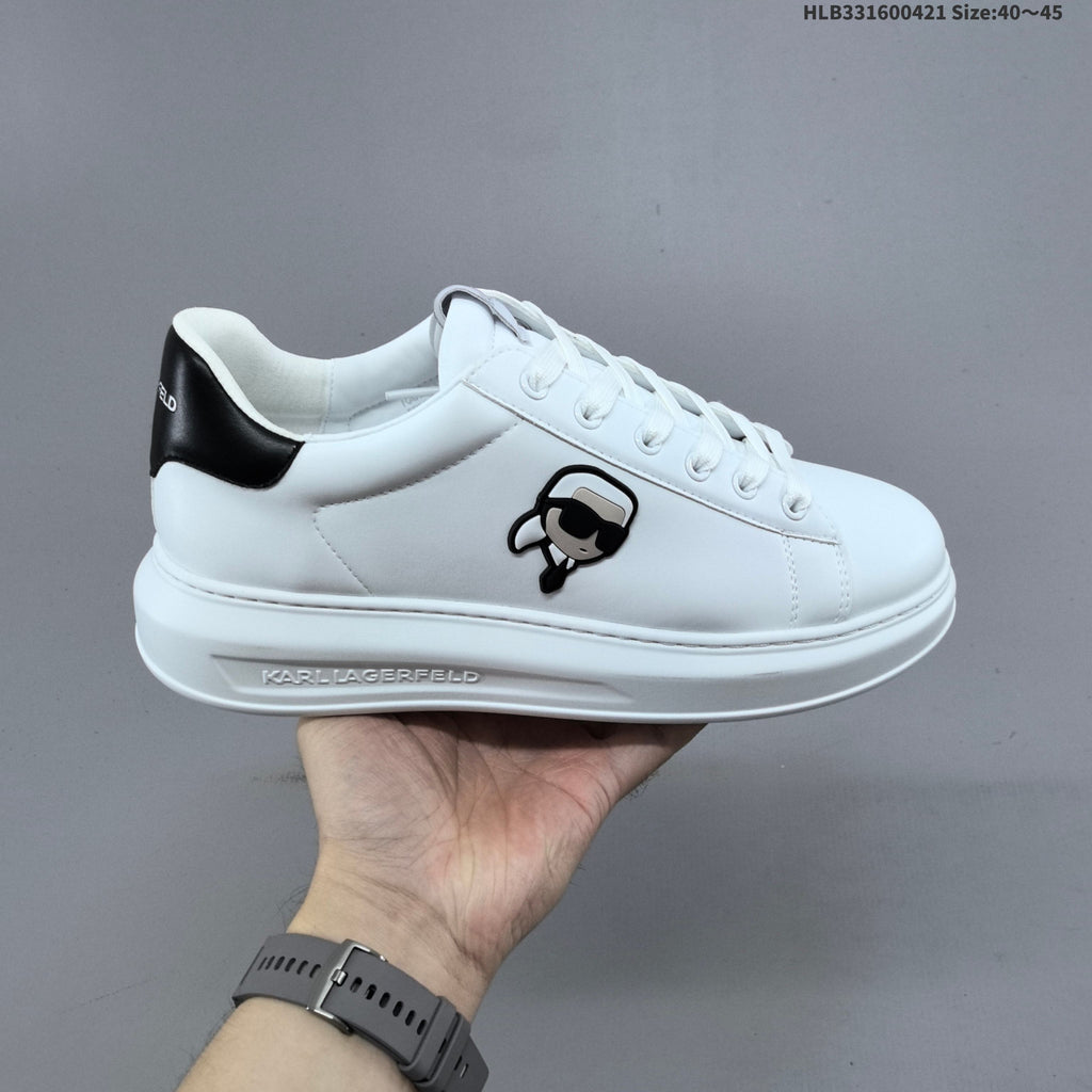 Karl Lagerfeld White Low-Cut Sneakers with Logo Detail - product image from the listing.