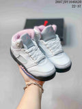 Air Jordan 5 Retro Kids Sneakers White Pink Gray - product image from the listing.