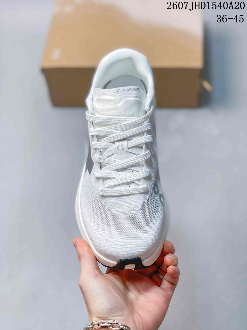 On Cloudmonster 3 Running Sneakers in Hyper White Gray - product image from the listing.