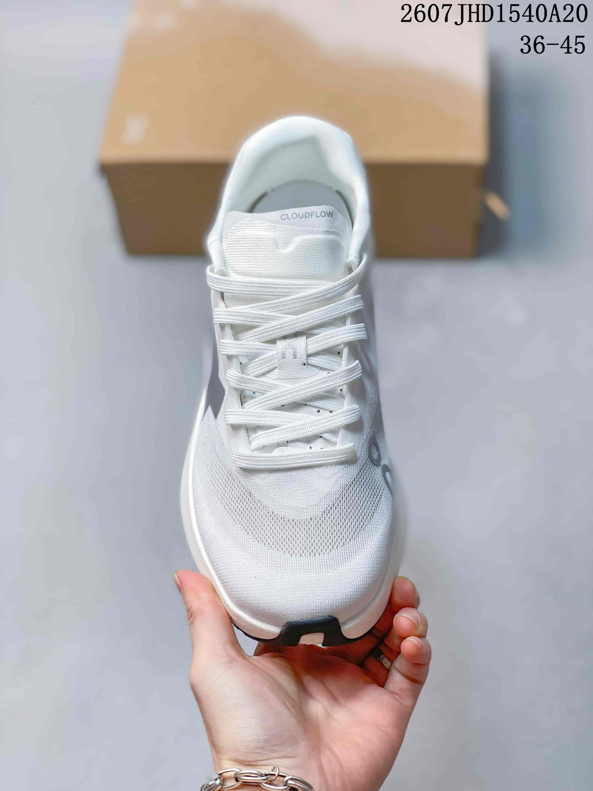 On Cloudmonster 3 Running Sneakers in Hyper White Gray - product image from the listing.