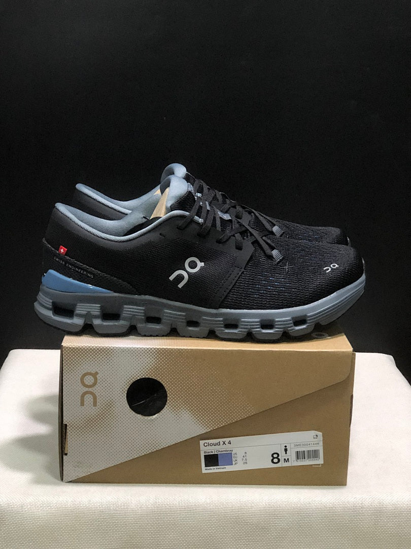 Black and Blue On Cloud X 4 Sneakers - product image from the listing.