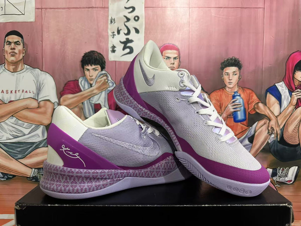 Nike Basketball Shoes in White Purple Red - product image from the listing.