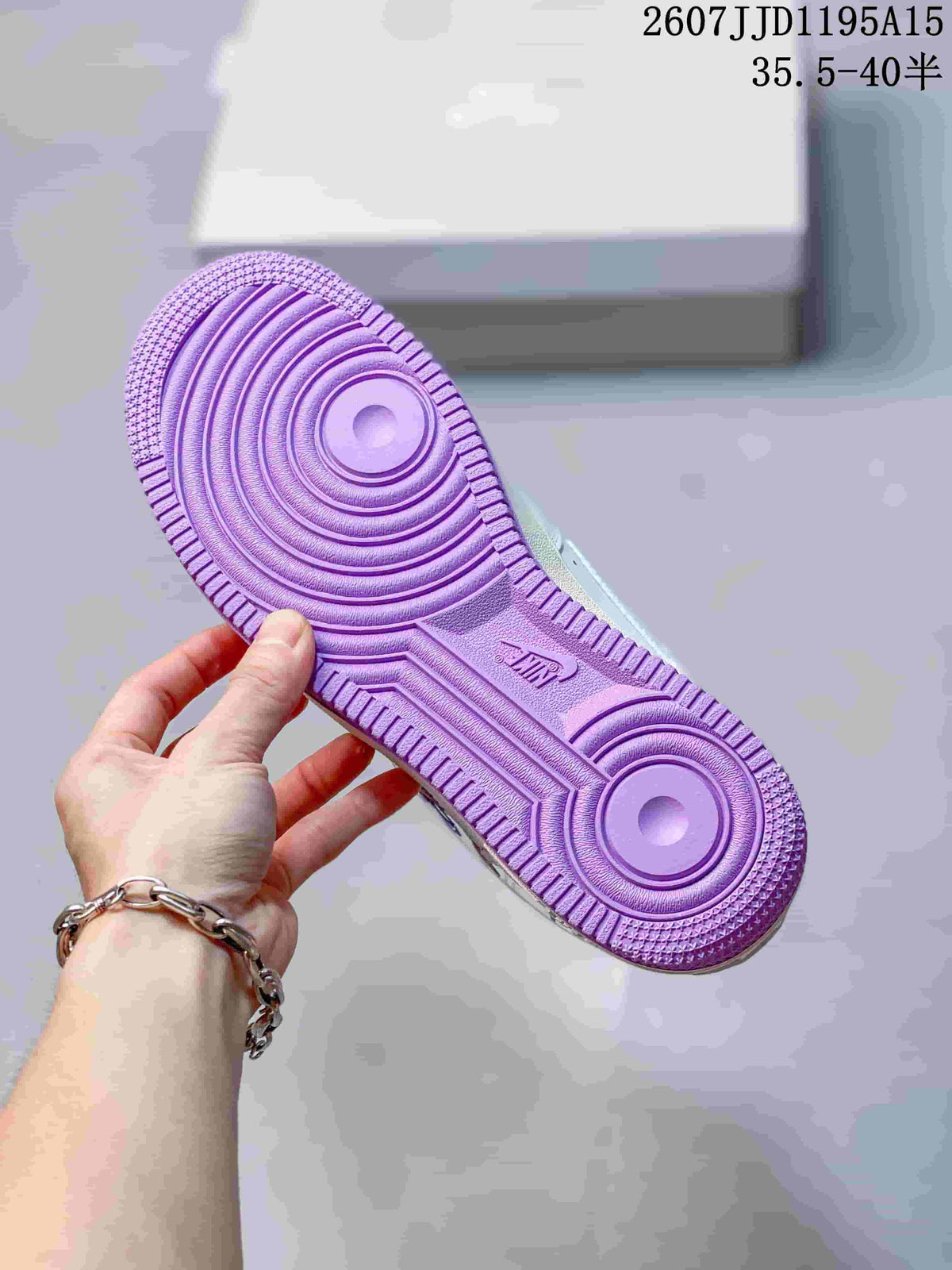 Nike Air Force 1 '07 Low Sneakers in White Purple HV440 - product image from the listing.